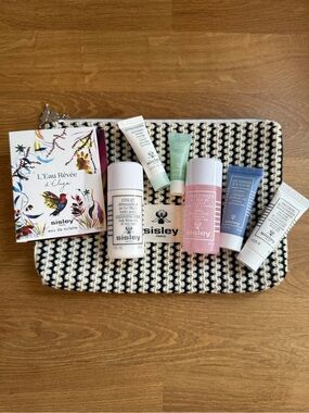*BN* Sisley Travel Skincare Set Black & Cream Pouch